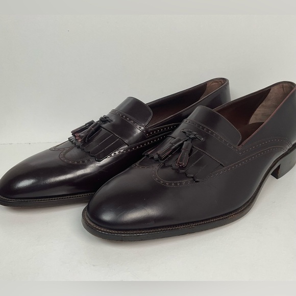 Bally Patent Leather Tassel Loafers 15 Burgundy